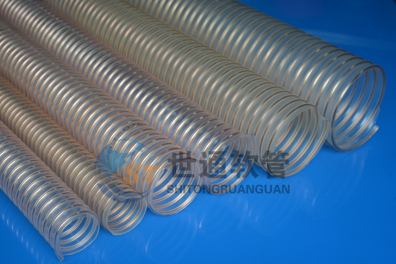 PU 鋼絲軟管，PU鋼絲管，PU聚氨酯鋼絲波紋管，耐磨工業(yè)吸塵通風(fēng)軟管 